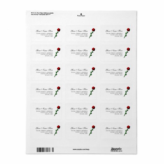 Rose Accent Address Labels for Invitations ラベル (フルシート)