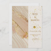 Rose Alcohol Ink Glitter Gold Wedding Invitation 招待状 (正面/裏面)