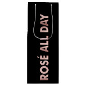 ROSE ALL DAY文字インフェイクピンクフォイルオンブラック ワインギフトバッグ (正面)
