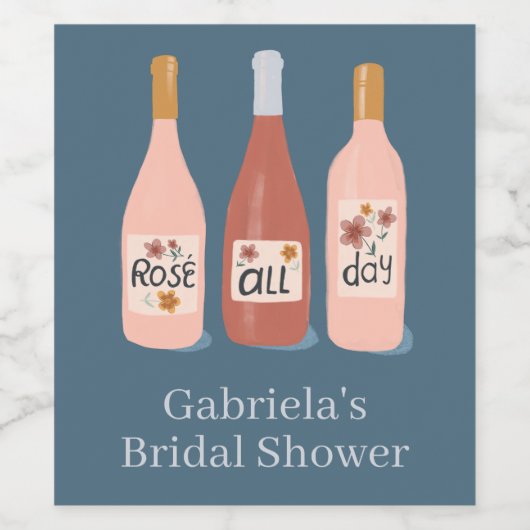 Rosé All Day Wine Lovers Cute CUSTOM  ワインラベル (シングルラベル)