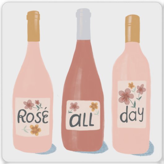 Rose All Day Wine Lovers Illustration Art シール (正面)
