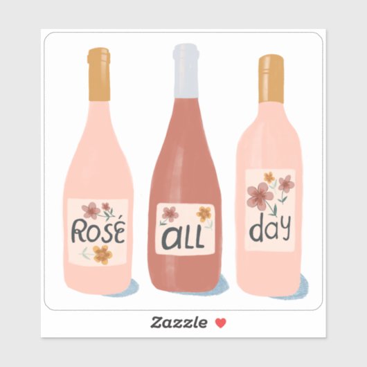 Rose All Day Wine Lovers Illustration Art シール (シート)