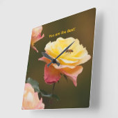 Rose and Bee Tote スクエア壁時計 (傾斜)