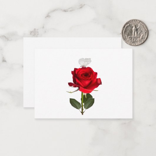 Rose And Butterfly Note Cards ノートカード (正面/裏面インサイチュ)