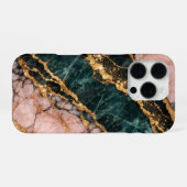 rose and gold and dark green glitter marble iPhoneケース (裏面横)
