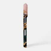rose and gold and dark green glitter marble iPhoneケース (右側面)