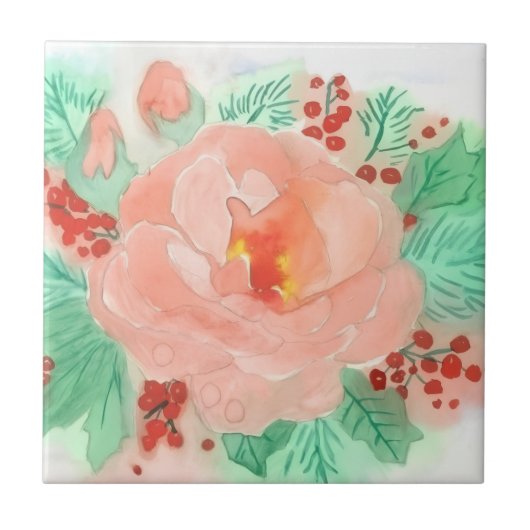 Rose aquarelle française タイル (正面)