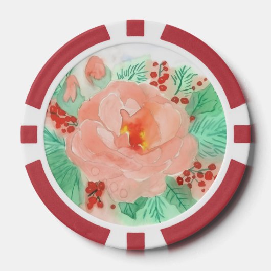 Rose aquarelle française ポーカーチップ (正面)
