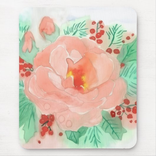 Rose aquarelle française マウスパッド (正面)