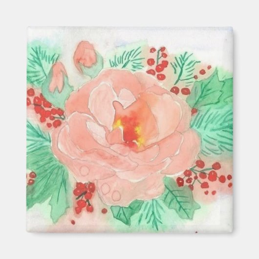 Rose aquarelle française マグネット (正面)