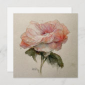 Rose Aquarelle Watercolor Rose Painting 招待状 (正面/裏面)