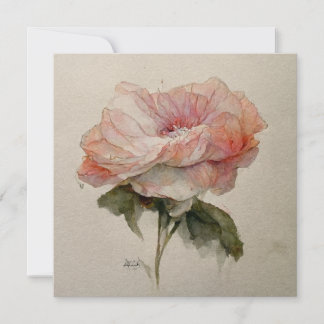 Rose Aquarelle Watercolor Rose Painting 招待状