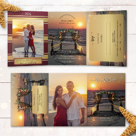Rose Arbor Beach Photo Wedding All in One 三つ折り招待状