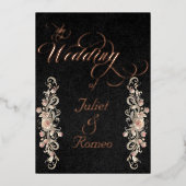 Rose Arc Borders & Calligraphy - Black 箔招待状 (正面)