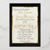 Rose Arc Borders & Calligraphy - Black 箔招待状 (裏面)