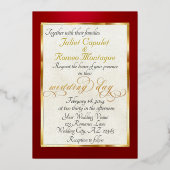 Rose Arc Borders & Calligraphy - Red 箔招待状 (裏面)