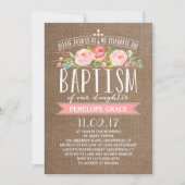 Rose Banner Burlap | 洗礼招待状 招待状 (正面)