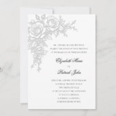 Rose Black White Timeless Formal Classic Wedding 招待状 (正面)