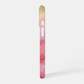 Rose Bloom – ピンクの水彩画とゴールドのスマホケース iPhone 16ケース (左側面)