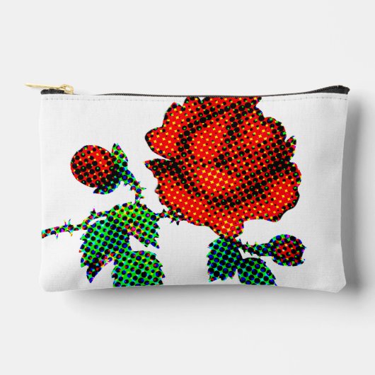 Rose Bloom Halftone Fine Art アクセサリーポーチ (正面)