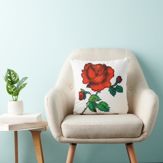 Rose Bloom Halftone Fine Art クッション (椅子)