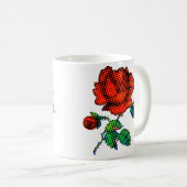 Rose Bloom Halftone Fine Art コーヒーマグカップ (正面右)