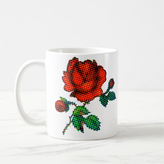 Rose Bloom Halftone Fine Art コーヒーマグカップ (左)