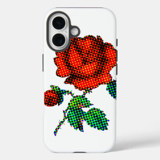 Rose Bloom Halftone Fine Art iPhone 16ケース