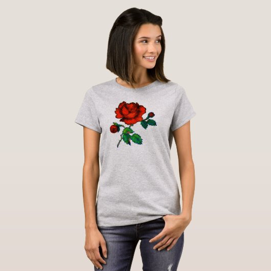 Rose Bloom Halftone Fine Art Tシャツ (正面フル)