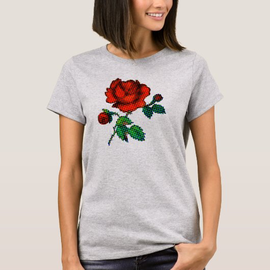Rose Bloom Halftone Fine Art Tシャツ (正面)