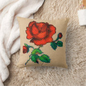 Rose Bloom Halftone on Brown Paper Fine Art クッション (ブランケット)