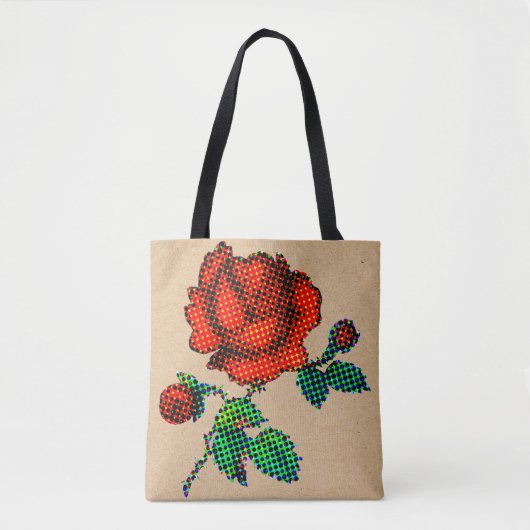 Rose Bloom Halftone on Brown Paper Fine Art トートバッグ (正面)