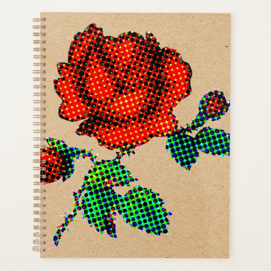 Rose Bloom Halftone on Brown Paper Fine Art プランナー手帳 (正面)