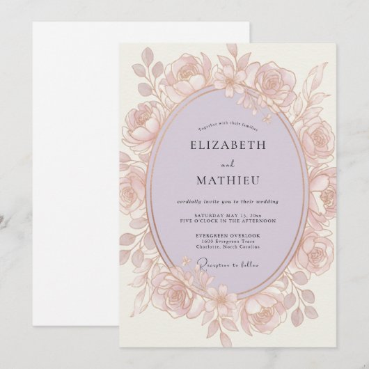 Rose Bloom Romantic Wedding 招待状 (正面/裏面)