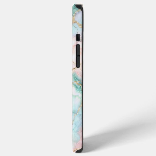 Rose Blue Gold Marble iPhoneケース (左側面)