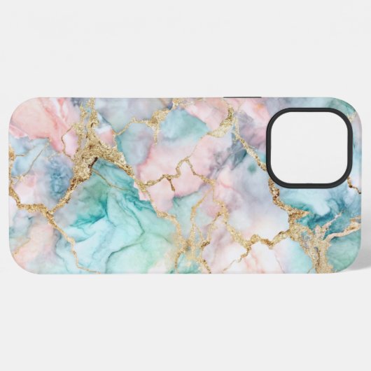 Rose Blue Gold Marble iPhoneケース (裏面横)