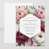 Rose Blush Floral Bloom Wedding 招待状 (正面/裏面)