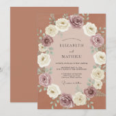 Rose Blush Floral Romantic Wedding 招待状 (正面/裏面)