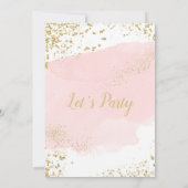 Rose-blush watercolor stroke with gold sparkle 招待状 (裏面)