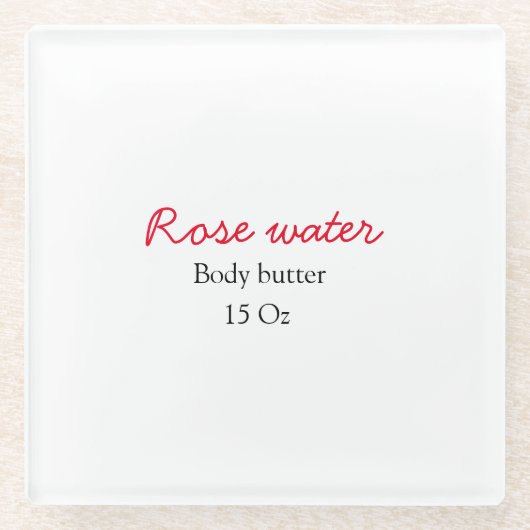Rose body butter add your text name custom weight  ガラスコースター (正面)
