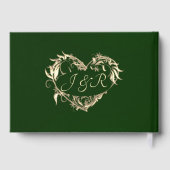 Rose Border & Heart Monogram - Emerald Guest Book ゲストブック (裏面)