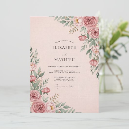 Rose Botanical Enchantment Wedding 招待状 (スタンド正面)