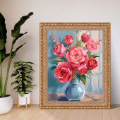 Rose Bouquet | 赤い花の花瓶 水彩の花 ポスター