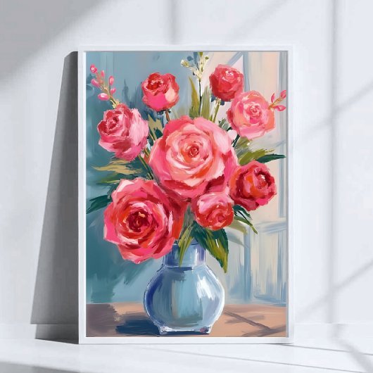 Rose Bouquet | 赤い花の花瓶 水彩の花 ポスター