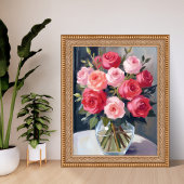 Rose Bouquet | Red Floral Watercolor Painting ポスター