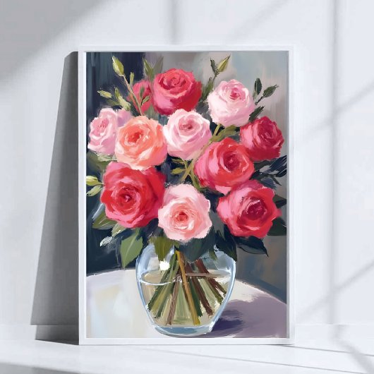 Rose Bouquet | Red Floral Watercolor Painting ポスター