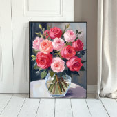 Rose Bouquet | Red Floral Watercolor Painting ポスター