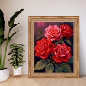 Rose Bouquet | Red Floral Watercolor Painting ポスター