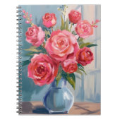 Rose Bouquet | Red Flower Vase Watercolor Floral ノートブック (正面)