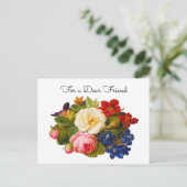 Rose Bouquet Victorian Floral For a Dear Friend ポストカード (スタンド正面)